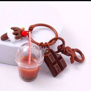 Chocolate Boba Tea Keychain Bag Charms Ice Cream Cone Candy Bar Purse Drink
